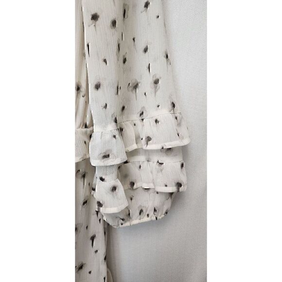 Simply Vera Wang Multicolor Cream/Black Chiffon Ruffle Dress Size Large - Picture 9 of 13